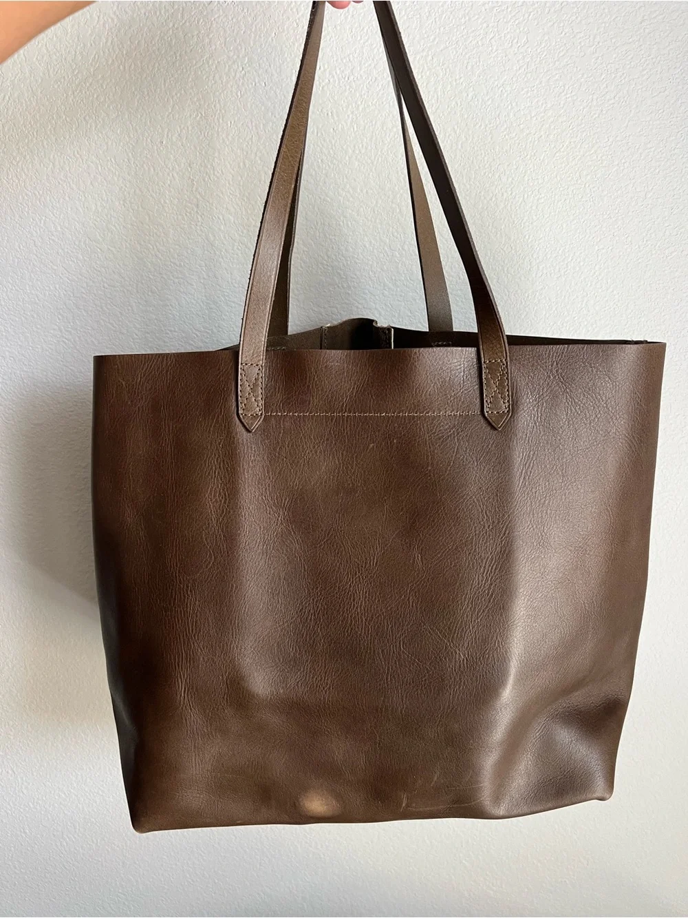 Brown Leather Tote Bag with Suede Accent